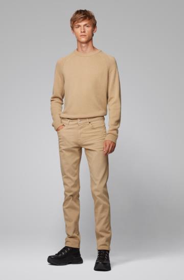 Sweter BOSS Regular Fit Beżowe Męskie (Pl21121)